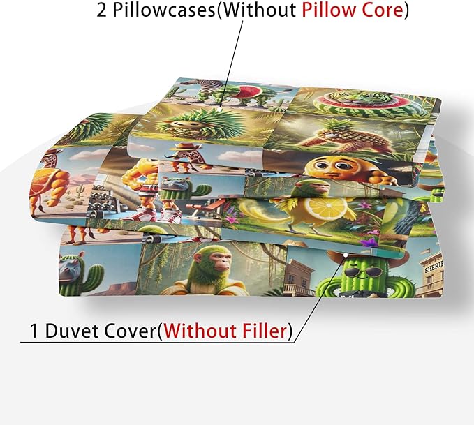 Italian Brainrot Bedding Duvet Cover Set,Funny Fusion AnimalsTwin Full Queen King Comforter Cover Bedding Set for Kids Boys Bed Decor Gifts ﻿ (Color 7,Queen (90" x 90"))