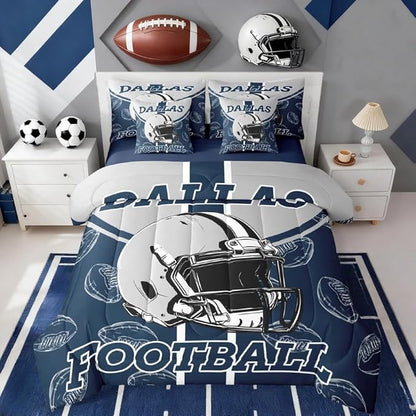 Feelyou Football Comforter Set Queen Size 7 Pieces Ball Games Bedding Set for Kids Boys Girls Rugby Bed in a BagCity of Footballs Bedroom Decor Rugby Sports