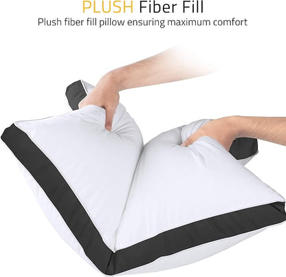 Utopia Bedding Bed Pillows for Sleeping Queen Size (Black), Set of 2, Soft & Fluffy Pillow with Down Alternative Filling, Cooling, Hotel Quality, Gusseted Pillow for Back, Stomach or Side Sleepers