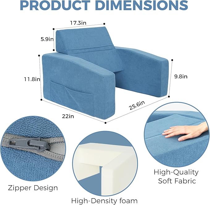 Reading Pillow for Gaming Lap Desk Pillow for Laptop with Pocket Foldable Memory Foam Bed Desk for Reading Working Crocheting Gaming Arm Rest on Bed/Sofa/Floor/Couch/Car (Blue Foldable)