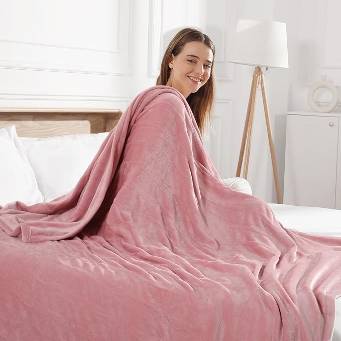 Electric Blanket King Size Heated Blanket 100''X90'' - Fleece Heating Blankets Washable with 5 Heating Level & 10 Hour Auto Off Dual Control Heated Blankets for Winter, Great Gift Ideas(Dusty Pink)