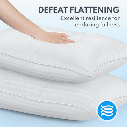 King Size Bed Pillows Set of 2 - Breathable Premium Down Alternative Pillows for Side, Back, and Stomach Sleepers Hotel Quality Fluffy Soft Microfiber Fill Skin-Friendly