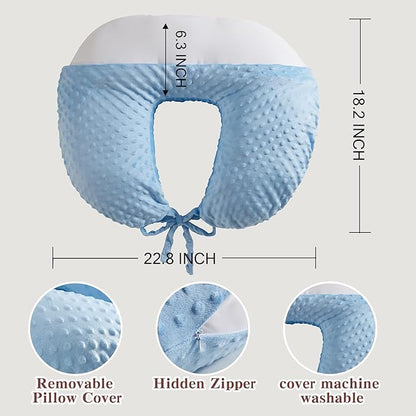 Reading Pillow for Gaming Reading Crochet, U Shaped Arm Support Pillow with Removable Cover Reducing Arching Neck for Adult Reading and Working Sitting on Bed Sofa for Arm Rest (Blue)