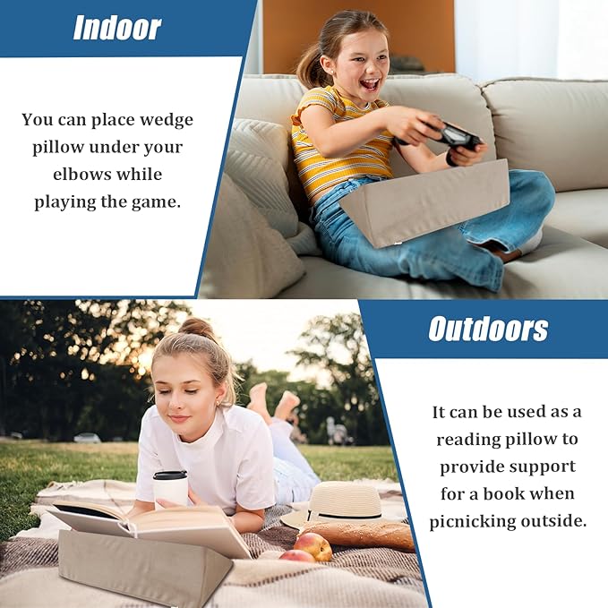 Small Wedge Pillow, Wedge Pillow for Bed Sores, Positioning Pillow, Positioning Wedge, Mini Pillow for Laptop and Yoga, Small Foam Wedge for Chair (1 Unit, Apricot)