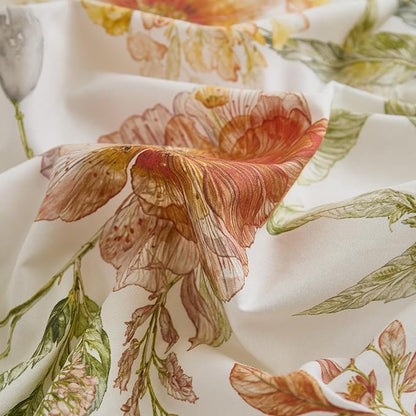 100% Cotton Duvet Cover King Size – Elegant Natural Yellow Floral Duvet Cover Set with Zipper Closure, 3-Piece Soft Breathable Durable Percale Cotton Bedding Set for All Seasons