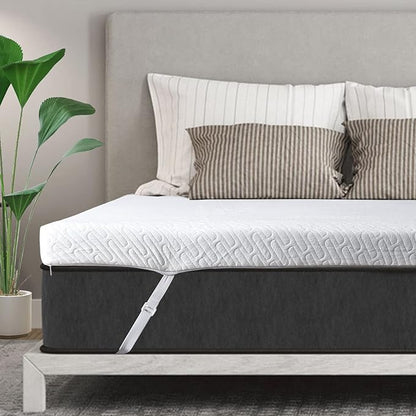 3 Inch Gel Memory Foam Mattress Topper Twin Size High Density Cooling Pad Pressure Relief Bed Topper (with Removable & Washable Bamboo Cover)