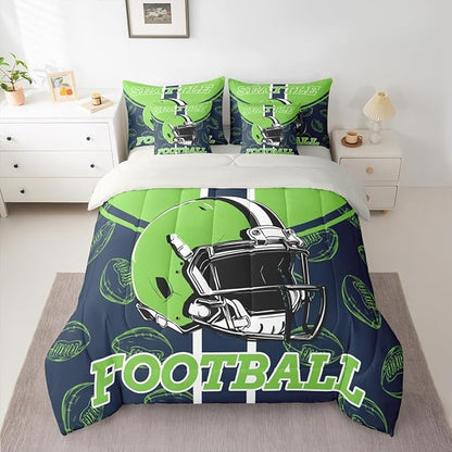 Feelyou Football Comforter Set King Size 7 Pieces Ball Games Bedding Set for Kids Boys Girls Rugby Bed in a BagFootball Bedroom Decor Rugby Sports