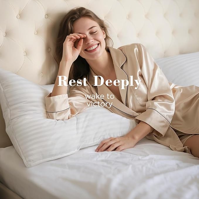 viewstar Hotel Collection Bed Pillows, Down Alternative Pillow for Back, Stomach or Side Sleepers, Firm, White, Queen