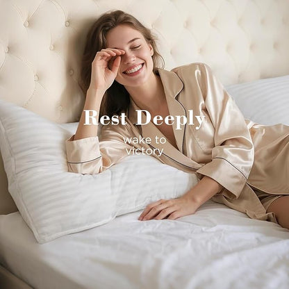 viewstar Hotel Collection Bed Pillows, Down Alternative Pillow for Back, Stomach or Side Sleepers, Firm, White, Queen
