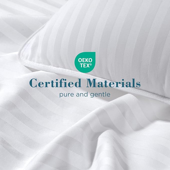 viewstar Hotel Collection Bed Pillows, Down Alternative Pillow for Back, Stomach or Side Sleepers, Firm, White, Queen