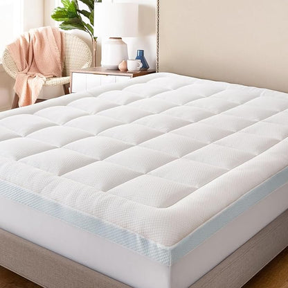 ELEMUSE Twin Dual Layer 3 Inch Memory Foam Mattress Topper for Pressure Relief, Breathable Pillow Top Mattress Pad with Deep Pocket, Enhanced Support, Non-Slip Design & Removable & Washable
