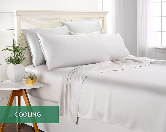 Pure Bamboo Short Queen Sheets for RV Camper (60"x75") - Genuine 100% Organic Viscose Derived from Bamboo Bed Sheet Set, Soft & Cooling, 2 Year Quality Promise (Short Queen, White)
