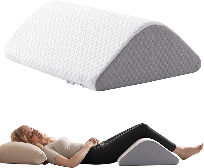 Knee Wedge Pillow 8'' for Post-Surgery Recovery-Leg Elevation Support for Sleep Position, Alleviating Lower Back & Hip Pain Enhancing Circulation in Ankles Legs Triangle Pillow with Removable Cover