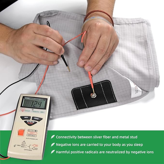 Grounding Fitted Sheet Kit Connect to The Earth's Energy 15inch Depth Pocket Grounding Bed Sheets for Earthing