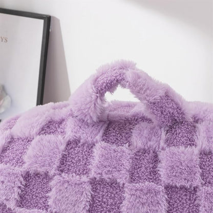 Aimuan Reading Pillow Checkered Bed Rest Wedge Backrest Checkerboard Pillow with Arms Back Support for Sitting Up in Bed Cushion Incline Rest Sleeping Snoring Pillow, Purple