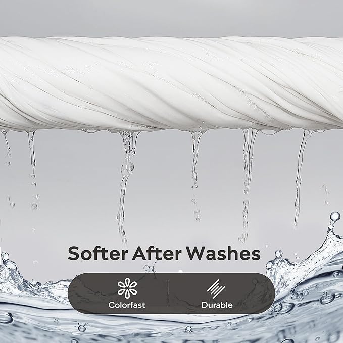 JELLYMONI Washed Cotton Duvet Cover - Off White, Oversized Queen Size 98x98 Inches, 3-Piece Bedding Set with Button Closure, Includes 1 Duvet Cover & 2 Pillowcases (Comforter Not Included)