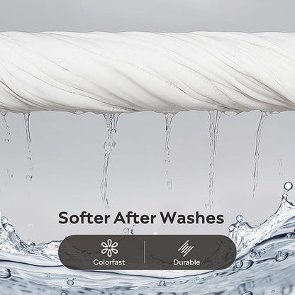 JELLYMONI Washed Cotton Duvet Cover - Off White, Queen Size 90x90 Inches, 3-Piece Bedding Set with Button Closure, Includes 1 Duvet Cover & 2 Pillowcases (Comforter Not Included)