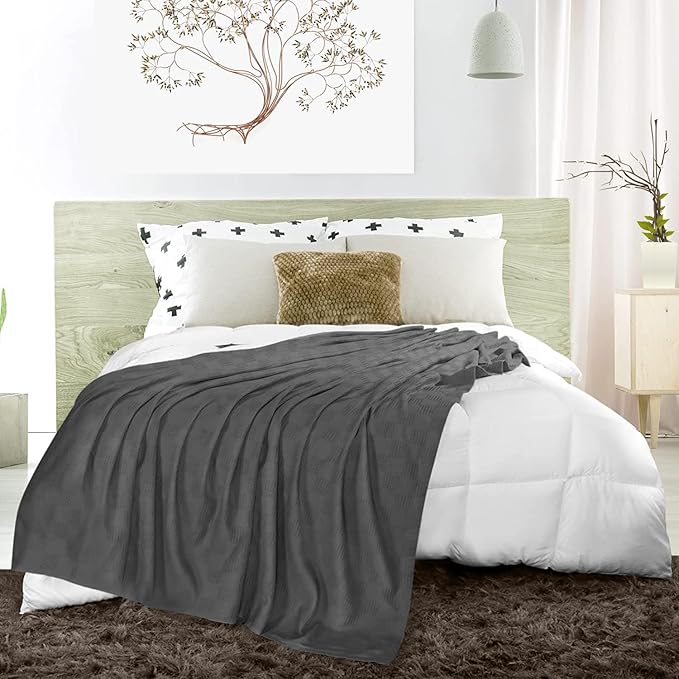 Avalon Bedding 100% Cotton Blankets Queen Size Thermal Blanket (90"x90") - Perfect Cotton Blanket Queen Size for Layering Bed in Any Season - Cotton Blankets for Bed (Grey)