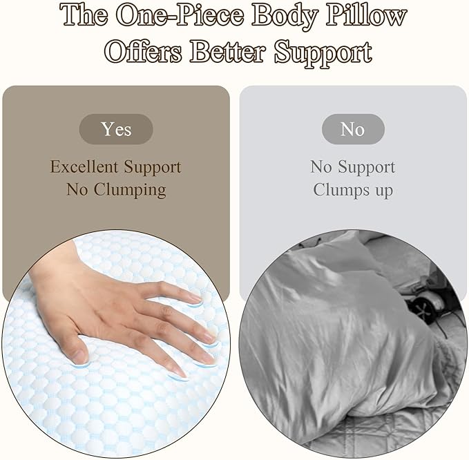Small Mermaid Body Pillows, Cooling One Piece Body Pillows for Adults, Long Pillow for Bed, Full Memory Foam Body Pillow, Big Hugging Pillows, Soft Firm Body Pillow for Side Sleeper/Pregnancy
