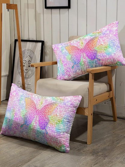 CVHOUSE Rainbow Butterfly Duvet Cover Set, Full Size, 1 Duvet 2 Pillowcases
