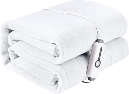 Electric Mattress Pad Full Size 54"x75" with 10 Hours Auto Off 4 Heat Setting Simple Controller Fit Up to 15 Inch Deep Pocket, Machine Washable- White