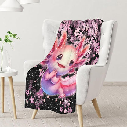 Adult Blanket for Axolotl Lovers Blankets Gifts - 50" x 60" Inches Teens Cozy Plush Throws for Bed, Couch, Living Room
