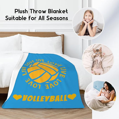 Volleyball Gifts, Volleyball Blanket for Teen Girls Team Player Party Decorations, Fuzzy Cozy Sport Throw Gift Ideal for Women Adults, 50"x60"