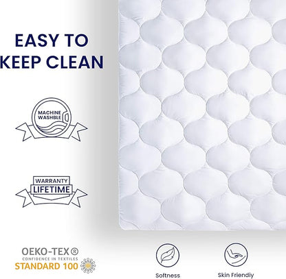 SLEEP ZONE Quilted Fitted Mattress Pad Cover Cal King - Soft Fluffy Pillow Top Bed Mattress Topper Deep Pocket 8-21 inch, Cal King