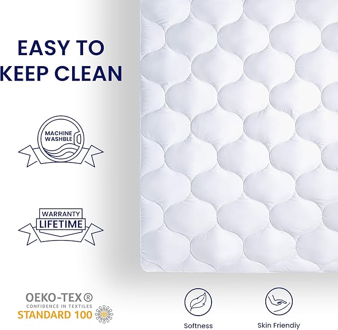 SLEEP ZONE Twin Fitted Mattress Pad Cover - Quilted Soft Breathable Fluffy Pillow Top Bed Mattress Topper Deep Pocket 8-21 inch