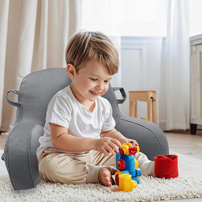 LiveGo Reading Pillow for Kids, Velvet Back Support Cushion for Sitting Up in Bed Adults, Kids Cuddle Cushion with Arms & Backrest Support Pillow for Teen Boys Girls Reading Bed Rest