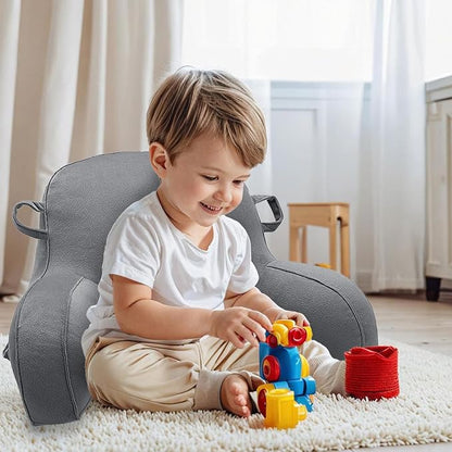 LiveGo Reading Pillow for Kids, Velvet Back Support Cushion for Sitting Up in Bed Adults, Kids Cuddle Cushion with Arms & Backrest Support Pillow for Teen Boys Girls Reading Bed Rest