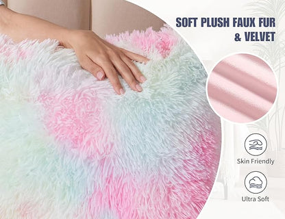 Leg Pillow for Side Sleeping 20x54 Large Bolster Pillow for Bed Weighted Firm Body Pillows with Cover for Adults Long Bed Back Sleeper Pillows for Sleeping Machine Washable Rainbow