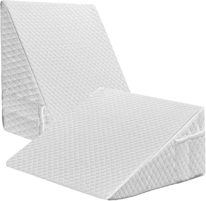 Wedge Pillow, 12 Inch Bed Wedge Pillow for Headboard, Pillow Wedge for Acid Reflux Relief, After Surgery, Sleeping，Back Pain Relief, Memory Foam Top, White