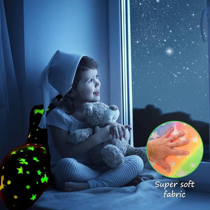 Aimuan Reading Pillow Glow in The Dark Bed Rest Wedge Kids Glow Backrest Pillow Dinosaur Print with Arms Back Support for Sitting Up in Bed Cushion, Pink-Yellow