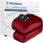 Westinghouse Electric Blanket Full, Heated Blanket Full Size with 10 Heating Levels and 1 to 12 Hours Heating Time Settings, Flannel to Sherpa Reversible, Machine Washable (80" x 84", Red)