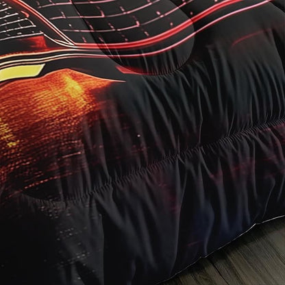 Colorful Racing Car Black Cheetah Comforter 3Pcs Full Cool Speed Sport Car Thunder Fire Bedding Set for Kid Teen Girl Boy Adult Extreme Games Quilt Bed Decor with 1 Comforter and 2 Pillowcases