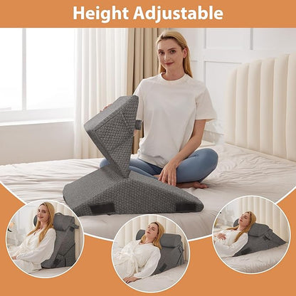 Orthopedic Bed Wedge Pillow Set 3Pcs, Adjustable Memory Foam, Pillow Wedge for Post Surgery, Back Pain Relief, Triangle Pillows for Acid Reflux, Snoring, GERD, Dark Grey