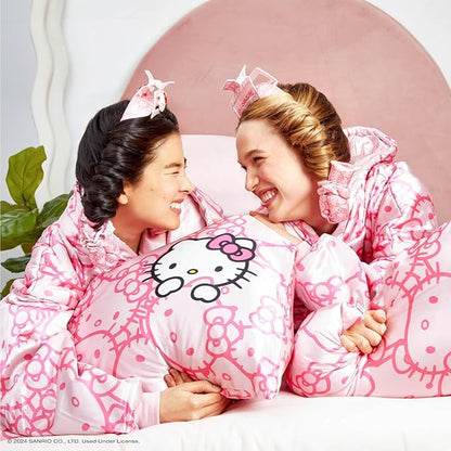 Kitsch x Hello Kitty Pillow Case – Pink Kitty Faces Toddler Bed Time Satin Pillowcase with Zipper – Soft Cooling Pillow Cover for Hair & Skin – Better Than Silk Pillowcase - King Size 19x36