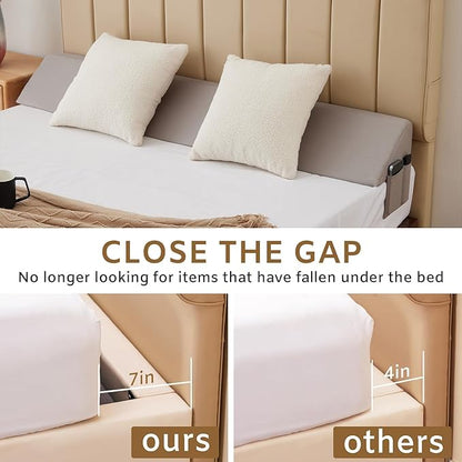 Bedluxe Queen Wedge Pillow Headboard, Bed Wedge Pillow for Headboard, Bed Gap Filler Queen- Fill The Gap (0-7") (Gray, 60"x10"x6")