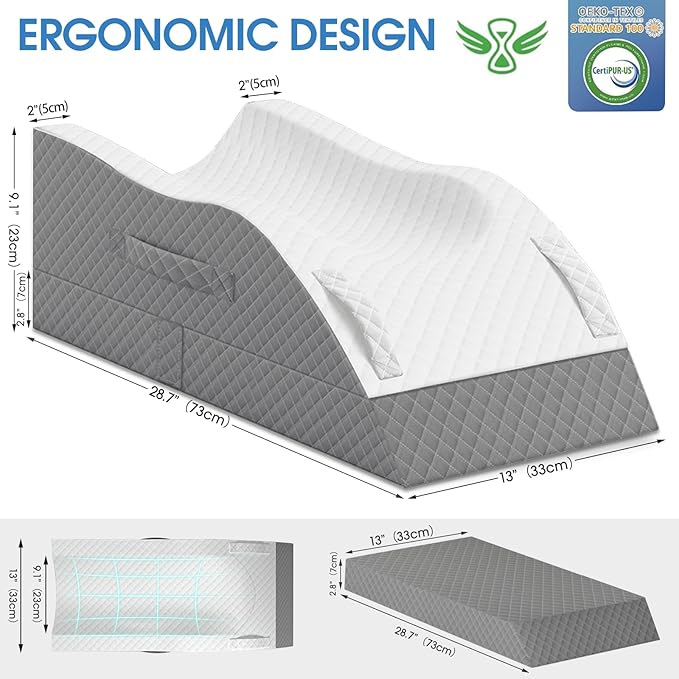 Elevation Pillows for Leg After Surgery, Memory Foam Adjustable Leg Wedge Pillow for Injury or Rest, Ankle Pillow for Sleeping Blood Circulation Grey