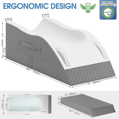 Elevation Pillows for Leg After Surgery, Memory Foam Adjustable Leg Wedge Pillow for Injury or Rest, Ankle Pillow for Sleeping Blood Circulation Grey