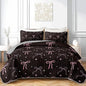 QOOMO Bow Quilt Set King Size,Bowknot Bedspread Coverlet Set,Kawaii Bow 3Pcs Bedding Set Printed Quilt with 2 Pillowcases,Soft and Lightweight,for All Seasons