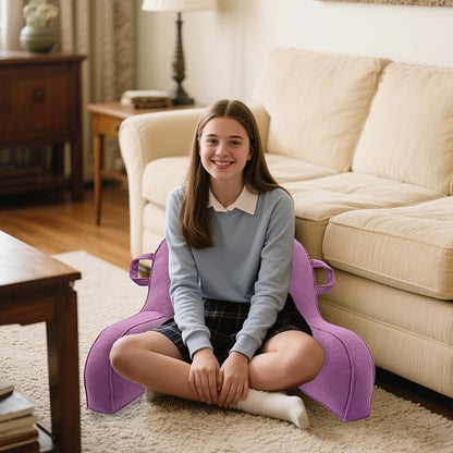 LiveGo Reading Pillow for Kids, Velvet Back Support Cushion for Sitting Up in Bed Adults, Kids Cuddle Cushion with Arms & Backrest Support Pillow for Teen Boys Girls Reading Bed Rest