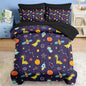 Comforter Set Queen Size, Space Astronaut Dinosaur 7 Pcs Bedding for Kids and Adults, Funny Galaxy Dino Planet Bed Sheet Sets with Fitted Sheet 2 Pillowcases & 2 Shams for Bedroom Bed Decor