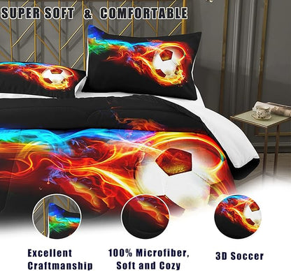 Bodhi Teen Bedding Set Twin,Soccer Comforter Set for Boys,Twin Size Football Comforter Set with Matching Pillowcases,Boys Bedding Set Twin