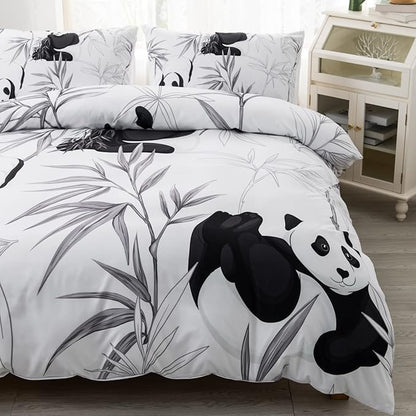 CVHOUSE Panda Bedding Set, Full Size, Cute Panda Comforter Set Cover, Soft, 1 Duvet Cover 2 Pillowcases, Christmas Decor, Full 79'x89'