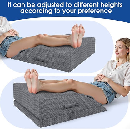 Elevation Pillows for Leg After Surgery, Memory Foam Adjustable Wedge Pillow for Injury or Rest, Ankle Pillow for Sleeping Blood Circulation Grey/Double Leg