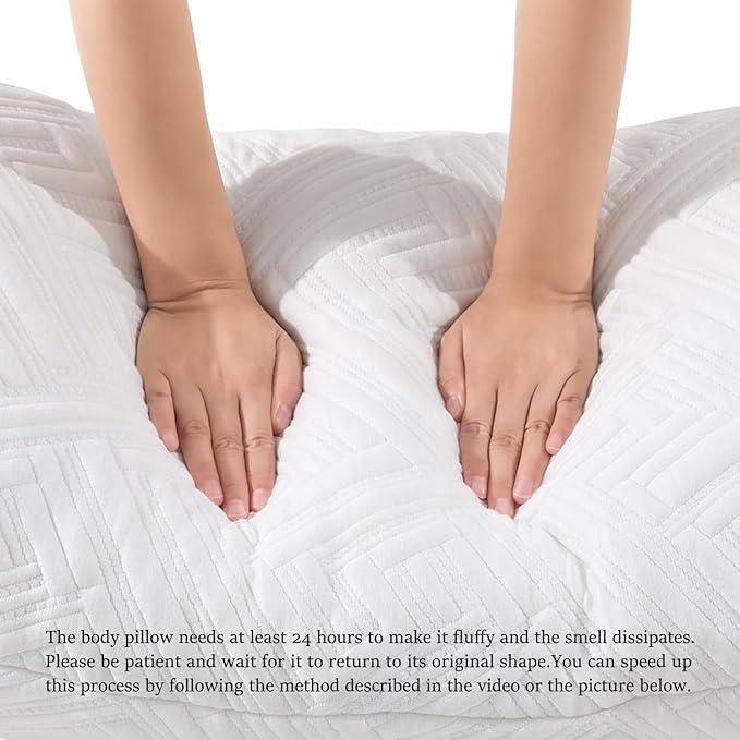 downluxe Memory Foam Body Pillows for Adults - Full Body Pillow for Side and Back Sleepers, 20 x 54, White