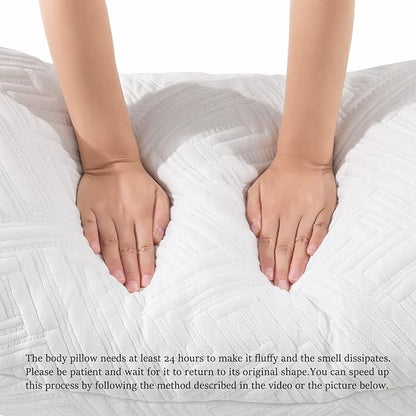 downluxe Memory Foam Body Pillows for Adults - Full Body Pillow for Side and Back Sleepers, 20 x 54, White