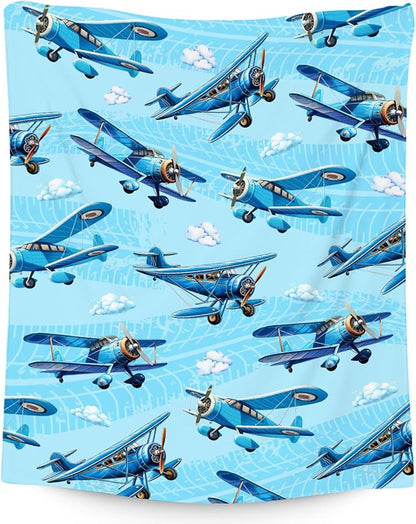 Blanket for Kids Airplane Gifts for Boys - Soft Warm Fleece Small Throws for Toddler (40"x50")